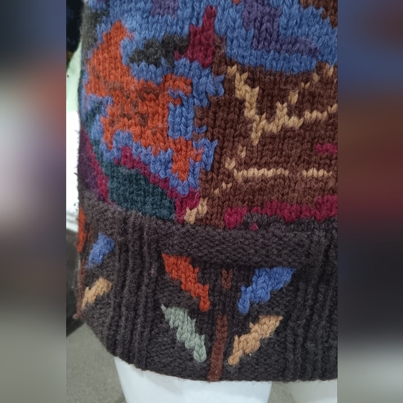 80s Sweater Wool Thick Knit Fall Winter Vintage Ski Jumper Hong Kong XL Pullover - Picture 2 of 11